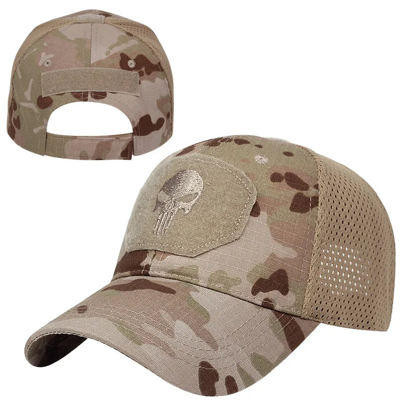 Tactical Camouflage Baseball Cap Mesh Breathable Special Forces Tactical Camo Hat Skull Duck Visor Hat - Premium  from Lizard Vigilante - Just $8.99! Shop now at Lizard Vigilante