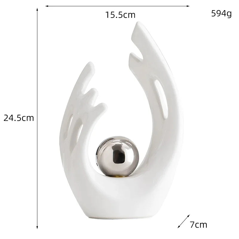 Abstract Ceramic Sculpture Golden Art Statue Modern Home Decor Accessories Living Room Desk Office Supplies Crafts Gifts