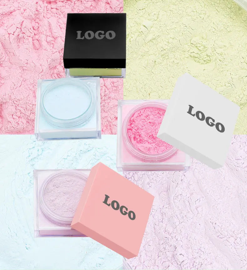 Loose Setting Powder Face Makeup Foundation Vegan Cosmetics Natural Pink Package Matte Compact Powder Custom Logo Wholesale 20pc