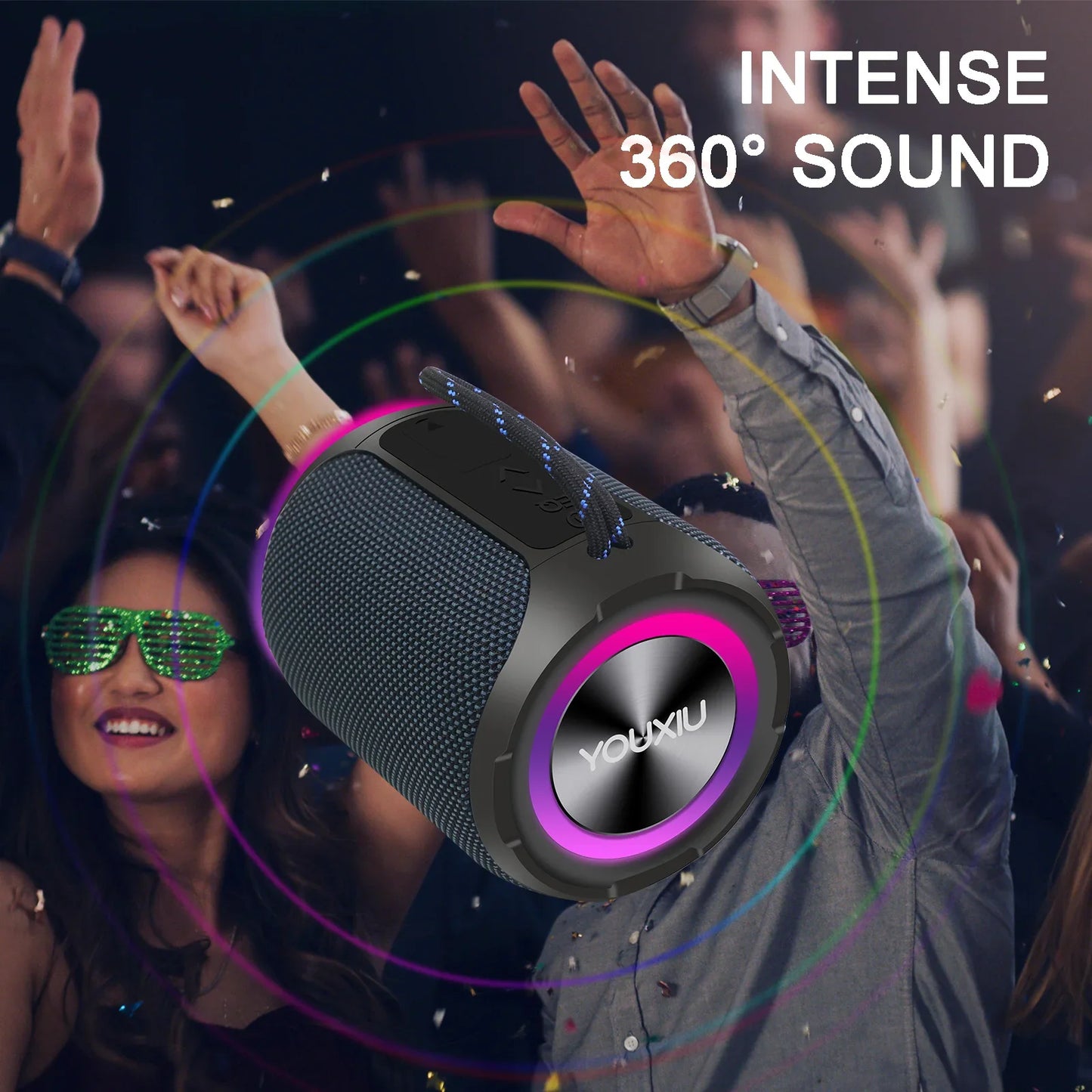 Portable Bluetooth Speaker BT5.0 IPX7 Waterproof Stereo Music Surround Wireless Speaker With LED Light Subwoofer Outdoor Speaker