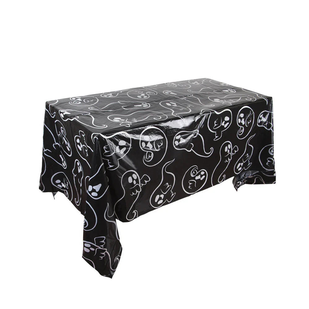Halloween Decoration Tablecloth,Disposable Pumpkin Spider Web Bat Plastic Table Cover,Halloween Party Home Table Decor