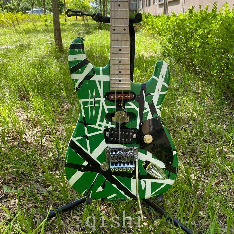 Edward Eddie Van Halen Heavy Relic Franken 5150 Electric Guitar Green Stripes Floyd Rose Tremolo Bridge Slanted Pickup - Premium Electric Guitar from Lizard Vigilante - Just $449.99! Shop now at Lizard Vigilante