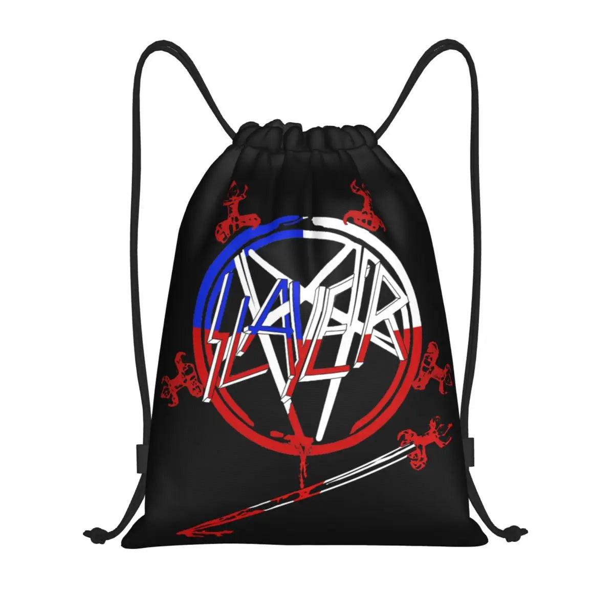 Heavy Metal Rock Slayers Logo Drawstring Bags Women Men Portable Sports Gym Sackpack Thrash Band Shopping Backpacks - Lizard Vigilante