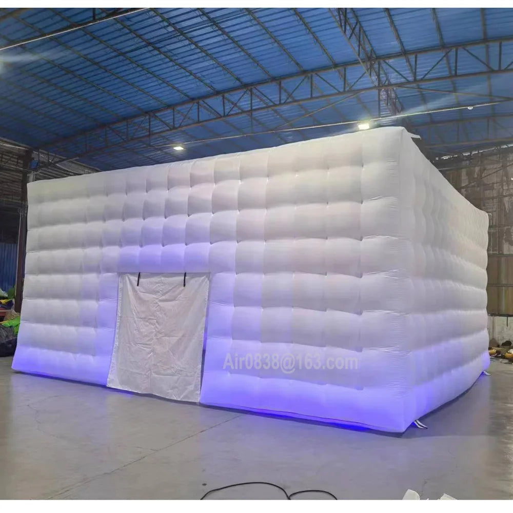 Ultimate Party Experience: 8x8x4m Large Inflatable White Disco Cube Tent - Wedding, Event, and Festival Shelter with LED Lights and Remote Control - Premium cube tent from Lizard Vigilante - Just $1755.99! Shop now at Lizard Vigilante