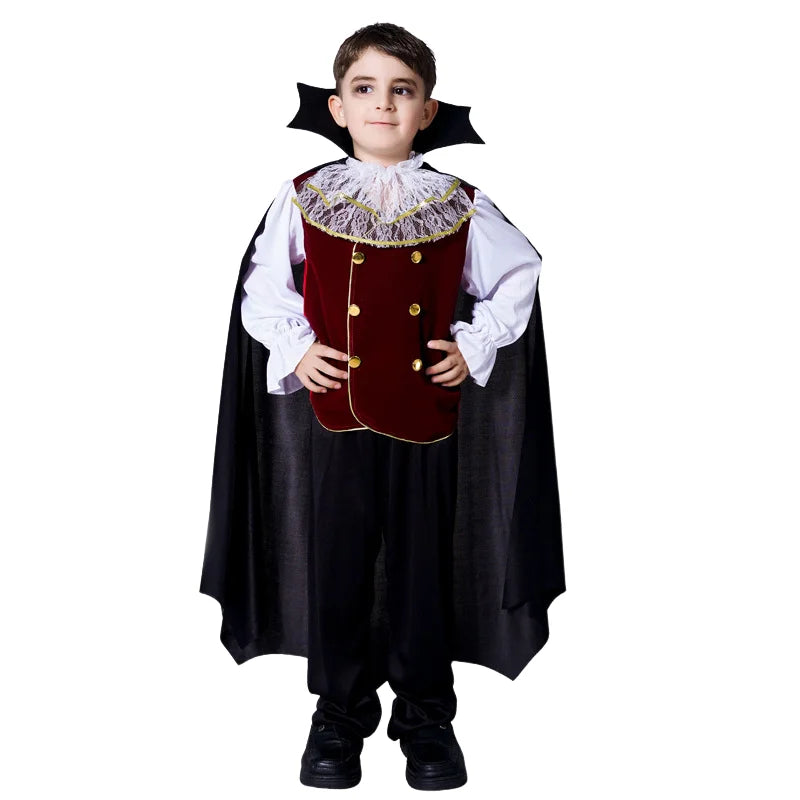 Halloween Children Cosplay Vampire Costume Horror Holiday Party Carnival Funny Clothes Boy Black Stage Costume Cloak Suit - Premium Cosplay Costumes from Lizard Vigilante - Just $29.88! Shop now at Lizard Vigilante