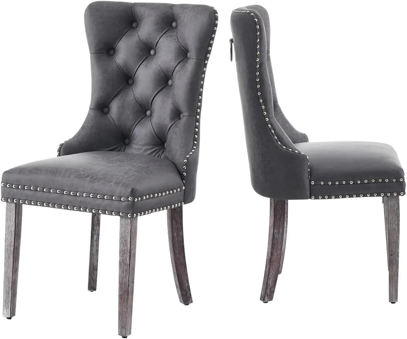 Luxury Velvet Dining Chairs Set of 6 | Tufted Button Back with Ring Pull Trim - Premium dining chair from Lizard Vigilante - Just $558.99! Shop now at Lizard Vigilante