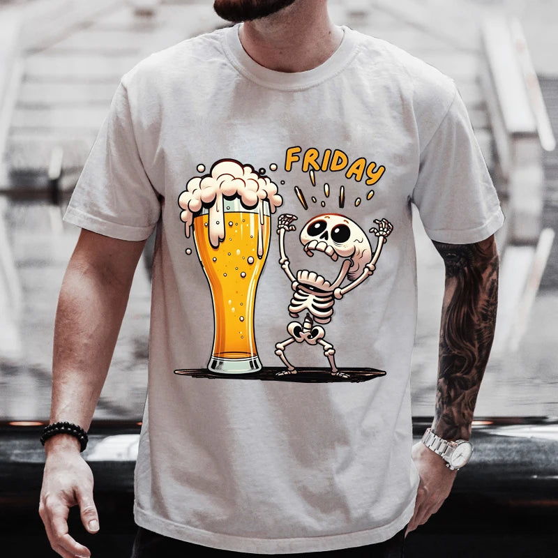 Sale Beer T-Shirts Funny 3D Skull Print T Shirt For Men Fashion New Oversized T-shirt Casual O-neck Short Sleeve Tops - Premium T-Shirt from Lizard Vigilante - Just $11.99! Shop now at Lizard Vigilante