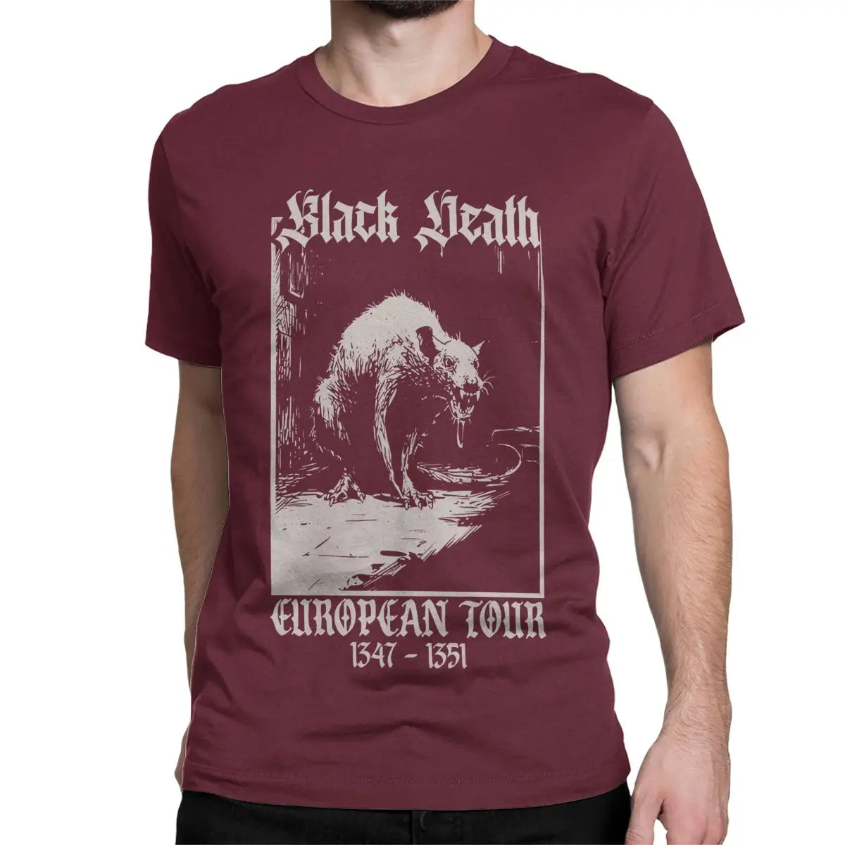 Black Death Gothic Grunge Medieval Rat T-Shirt Men Cotton T Shirt Goth Aesthetic History Dark Academia Tee Shirt 4XL 5XL Clothes - Premium t-shirt from Lizard Vigilante - Just $21.69! Shop now at Lizard Vigilante