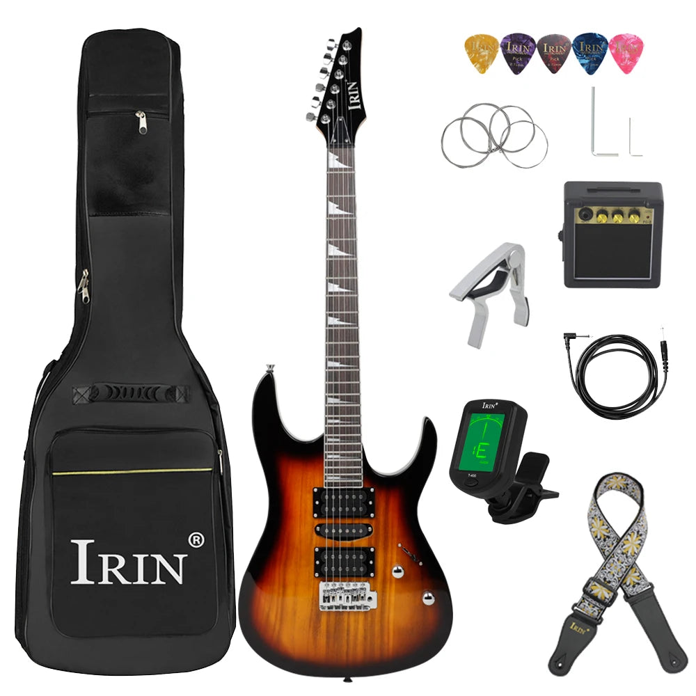 IRIN 24-Fret Maple Shockwave Electric Guitar Arsenal Pack – Full Stage Assault With Amp, Bag & Gear