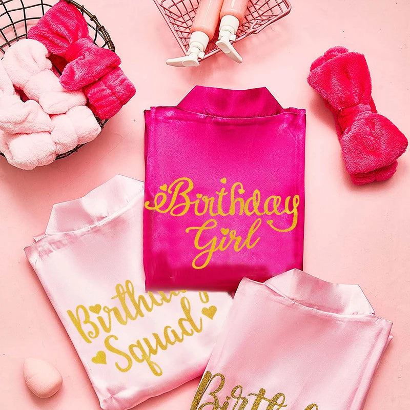 6/10/12 Set Birthday Squad Robes Spa Party for Girls Kimono Satin Spa Robes Child Party Favors for Kids Birthday Hot Pink Party - Premium  from Lizard Vigilante - Just $111.99! Shop now at Lizard Vigilante