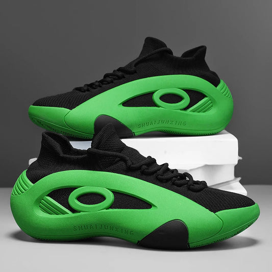 Oeny Black & Green Summer Sneakers for Men – Breathable Lace-Up Casual Sports Trainers with Platform, Designer Streetwear Shoes - Premium shoe from dsers - Just $69.99! Shop now at Lizard Vigilante