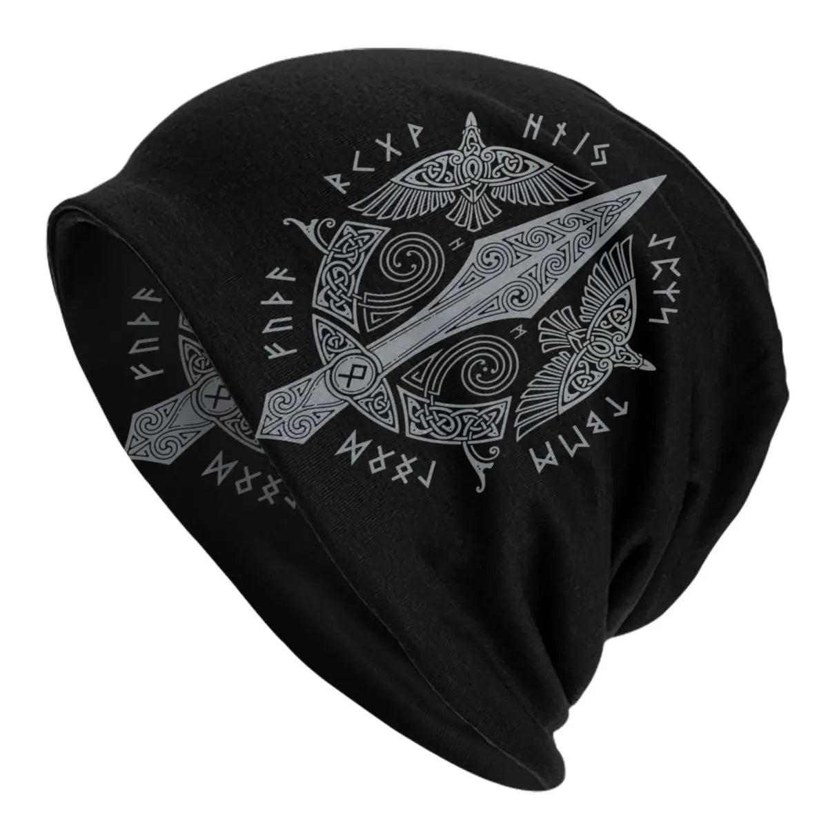 Viking Valhalla Fenrir Wolf Beanie – Nordic Skull Cap for Men and Women, Winter Warm Knit Hat with Odin’s Power - Premium beanie from Lizard Vigilante - Just $18.88! Shop now at Lizard Vigilante