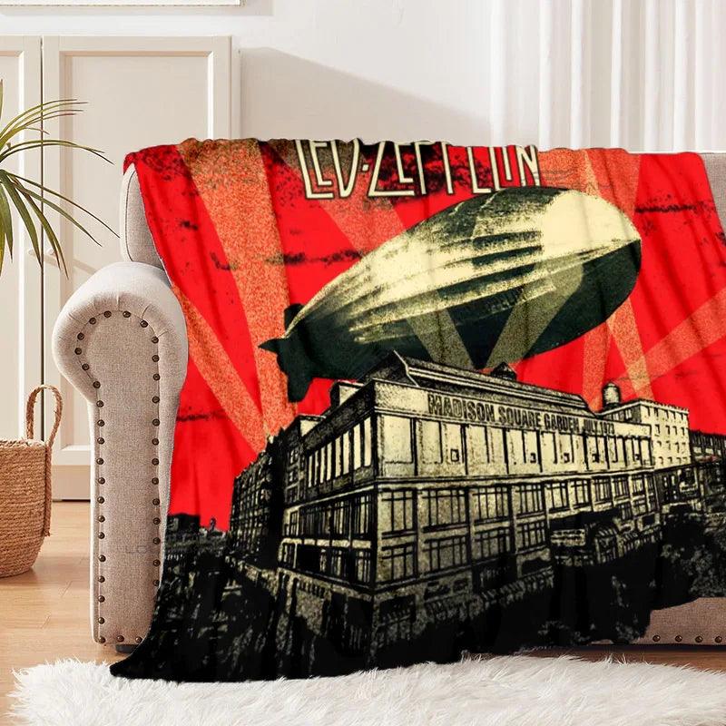 Retro Band Zeppelins Patterns Blanket Led Rock Bank Flannel Blanket Super Soft Sheet Mattresses Cozy Lazy Couch Cover Blanket - Lizard Vigilante