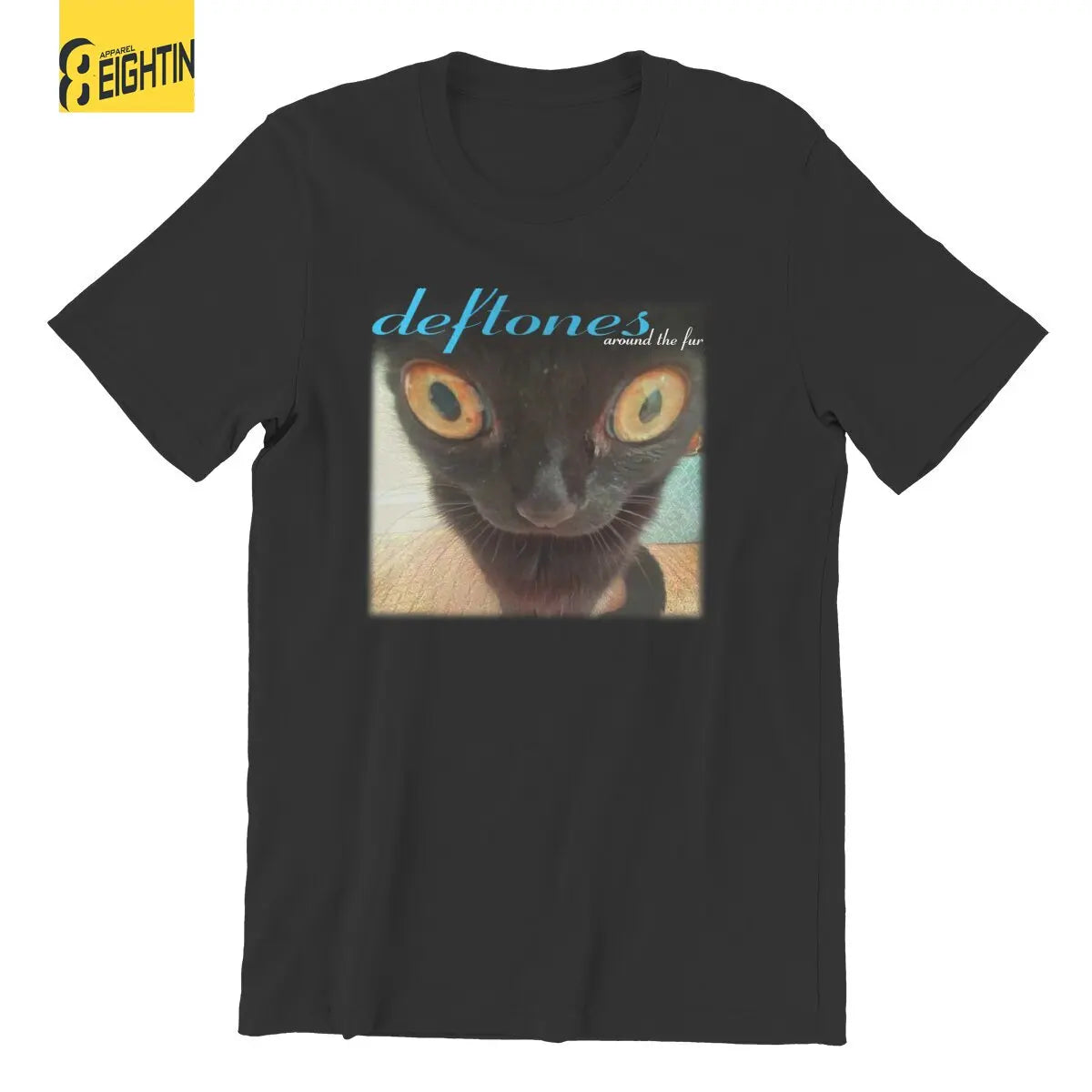 Deftones 'Around the Fur' Cat T-Shirt – 100% Cotton Funny Crew Neck Tee for Men (Available in 4XL & 5XL) - Premium tee from Lizard Vigilante - Just $23.88! Shop now at Lizard Vigilante