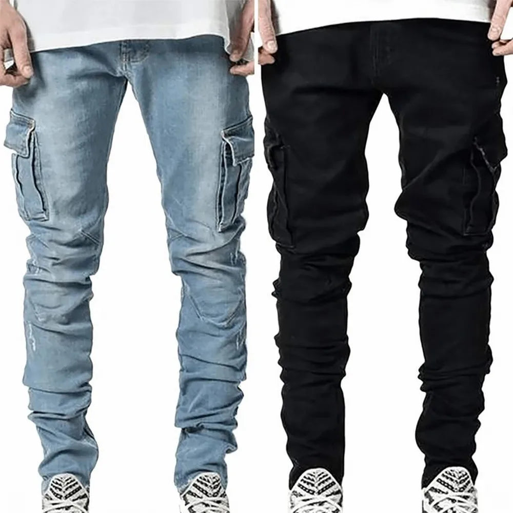 Street Havoc Elastic Cargo Jeans — High Street Slim-Fit Multi-Pocket Denim Built For Chaos, Speed, And Daily Grind Glory
