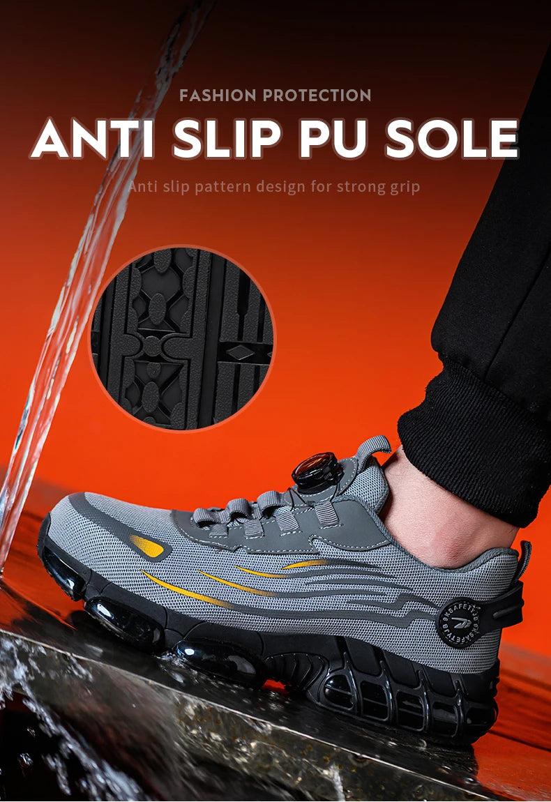“NO SLACK, NO LACES” | Men’s Tactical Soft-Sole Steel Toe Work Sneakers – Anti-Smash, Anti-Puncture, Zero Excuses - Premium shoes from dsers - Just $72.99! Shop now at Lizard Vigilante