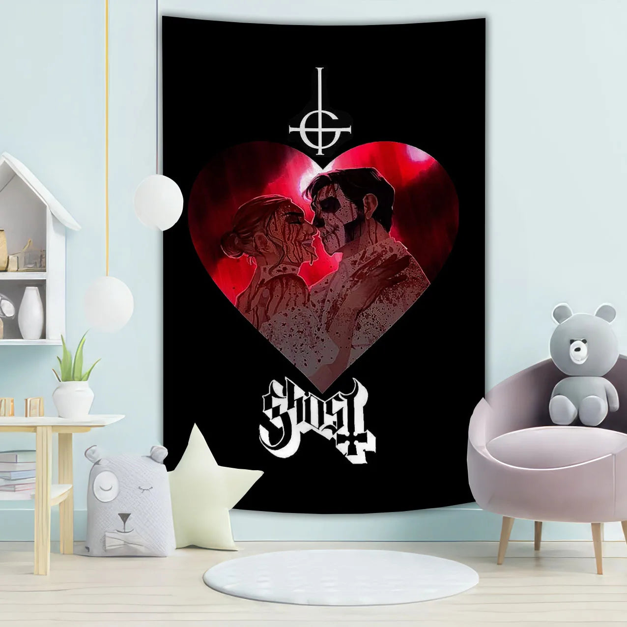 Ghost Tapestry - Underground Metal Pop Singer Rock Banner Flags, 100% Polyester Wall Hanging - Premium tapestry from Lizard Vigilante - Just $11.99! Shop now at Lizard Vigilante