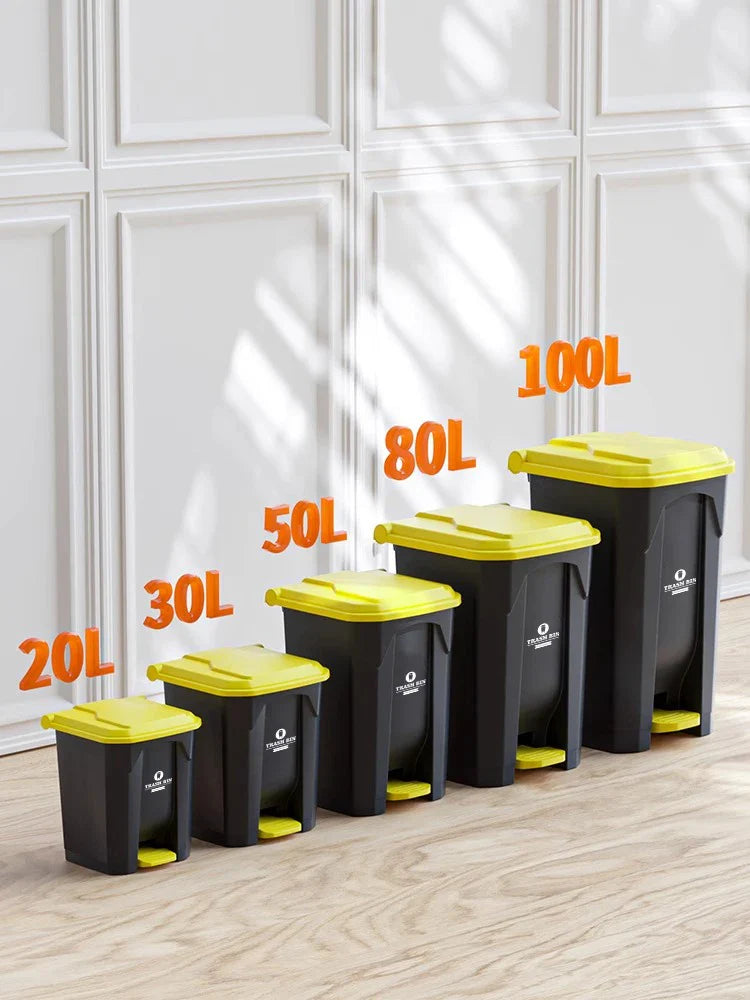 Commercial Pedal Tra Can Large Capaci Outdoor Foot Operated Garbage Bin Thiened Plastic Square Bin for Home And Kitchen