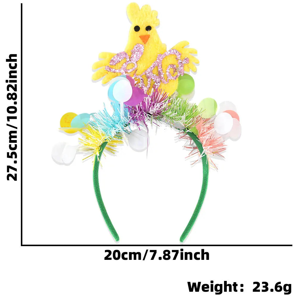Easter Rabbit Headband with Colorful Egg Strip And Button Holiday Party Accessory Egg Chick Headdress for Easter Celebrations