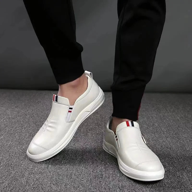 Leather shoes for men in spring new Korean casual leather shoes small white shoes fashionable and trendy breathable driving shoe - Premium  from Lizard Vigilante - Just $22.99! Shop now at Lizard Vigilante