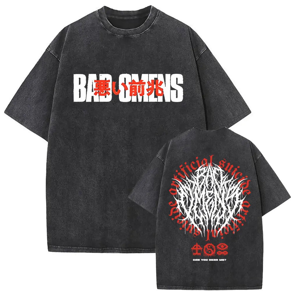 Washed Vintage Bad Omens Band T-Shirt | THE DEATH OF PEACE OF MIND Oversized T-Shirt for Men & Women | Rock Gothic Fashion Tee - Premium T-Shirt from Lizard Vigilante - Just $24.99! Shop now at Lizard Vigilante