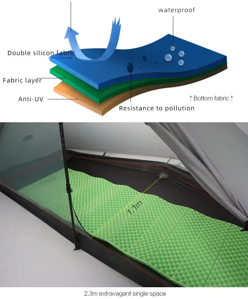 [HODR] 3F UL GEAR Lanshan 1 pro Tipi Tent Rodless Solo Ultralight 690g 20D Nylon Fabric Camping Season Tent Trekking Tents