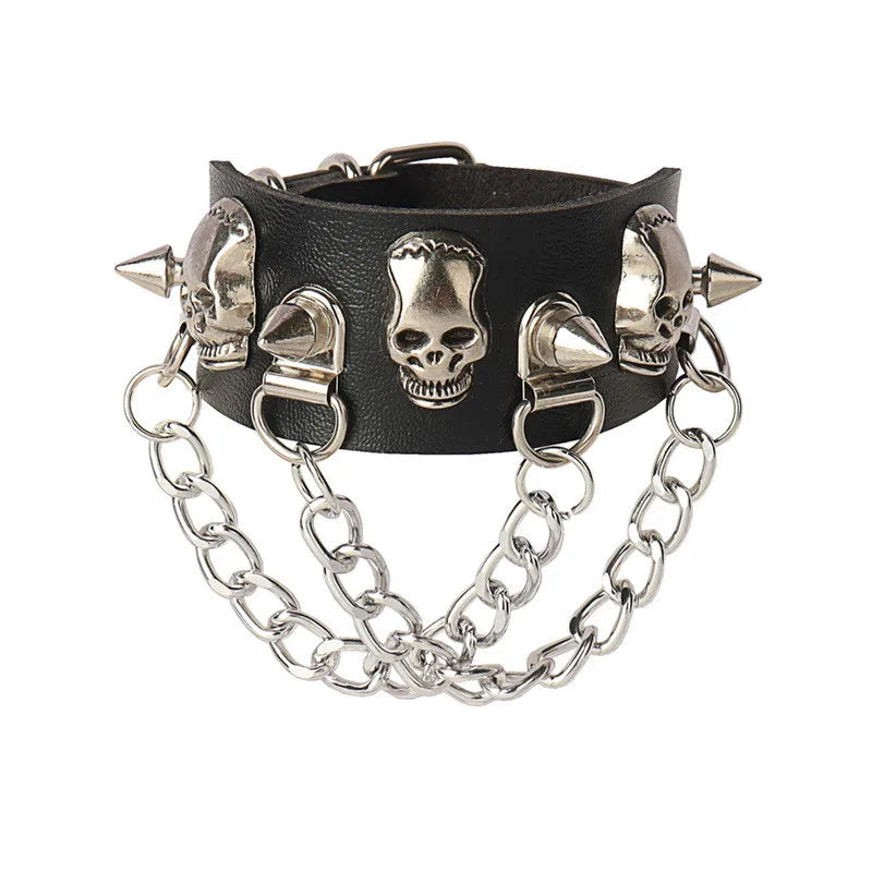 Punk Skull Goth Cuff Bracelet – New Bold, Edgy Style for Men and Women! - Premium bracelets from Lizard Vigilante - Just $3.99! Shop now at Lizard Vigilante