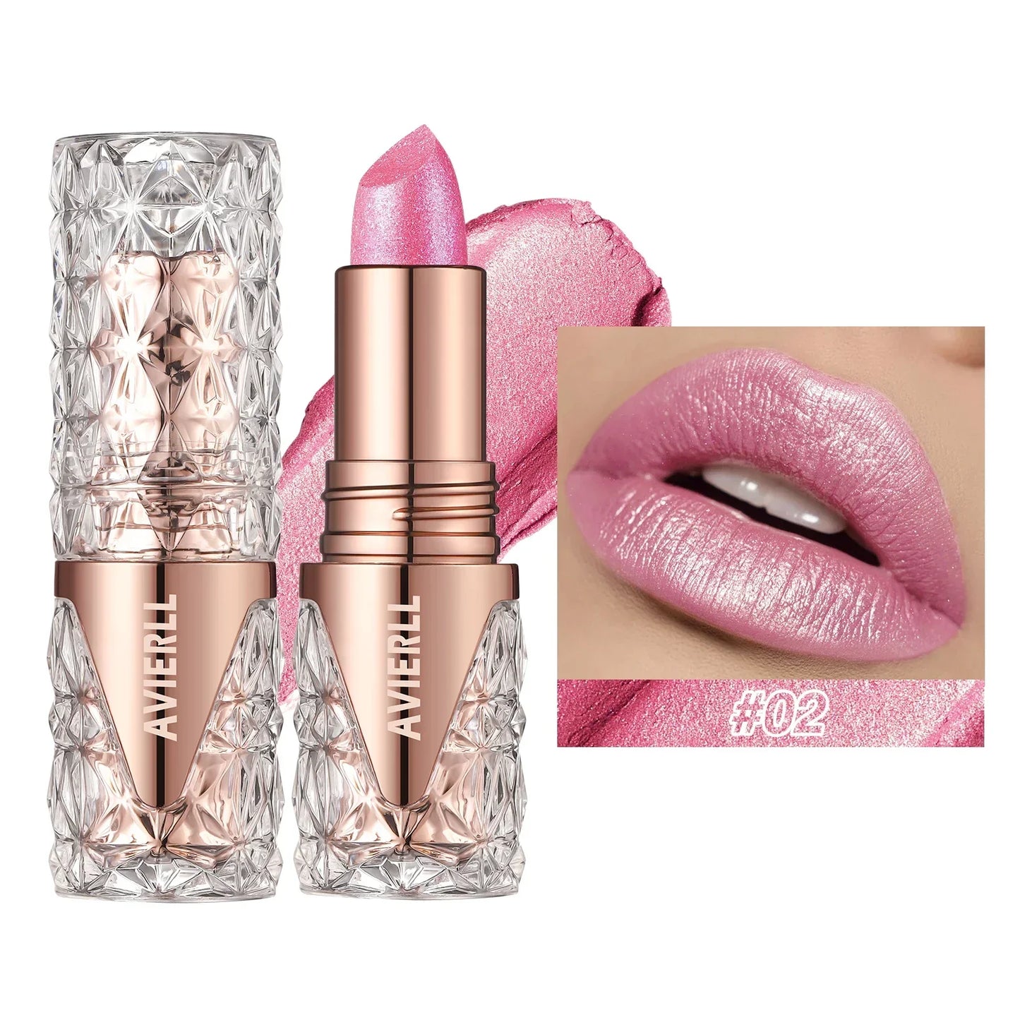 Fine Glitter lipstick, Quicksand Gold Lipstick, Moisturizing Silky Mermaid Girl Pink, Long-Lasting Waterproof Grapefruit Orange