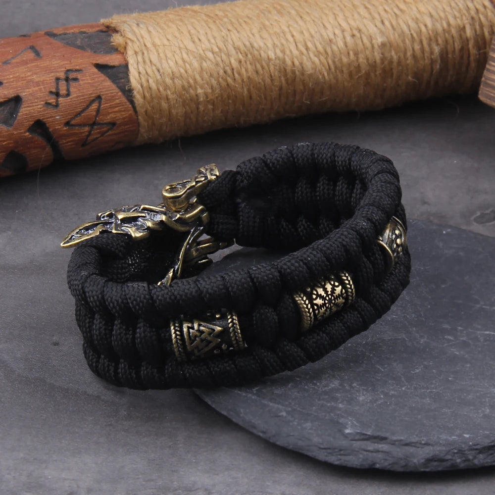Never Fade Rock Viking Wolf Bracelet Men's handmade cord Wolf Bead Punk Bracelets Biker Jewelry - Premium  from Lizard Vigilante - Just $16.99! Shop now at Lizard Vigilante
