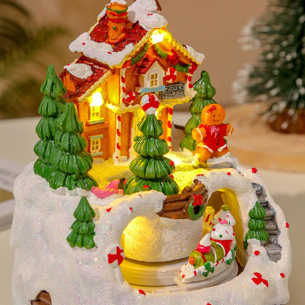 Christmas Music Box Illuminated Music Resin House Ornament Rotating Winter Scene 6.3inch Home Tabletop Decoration Gift for Kids - Premium  from Lizard Vigilante - Just $42.99! Shop now at Lizard Vigilante