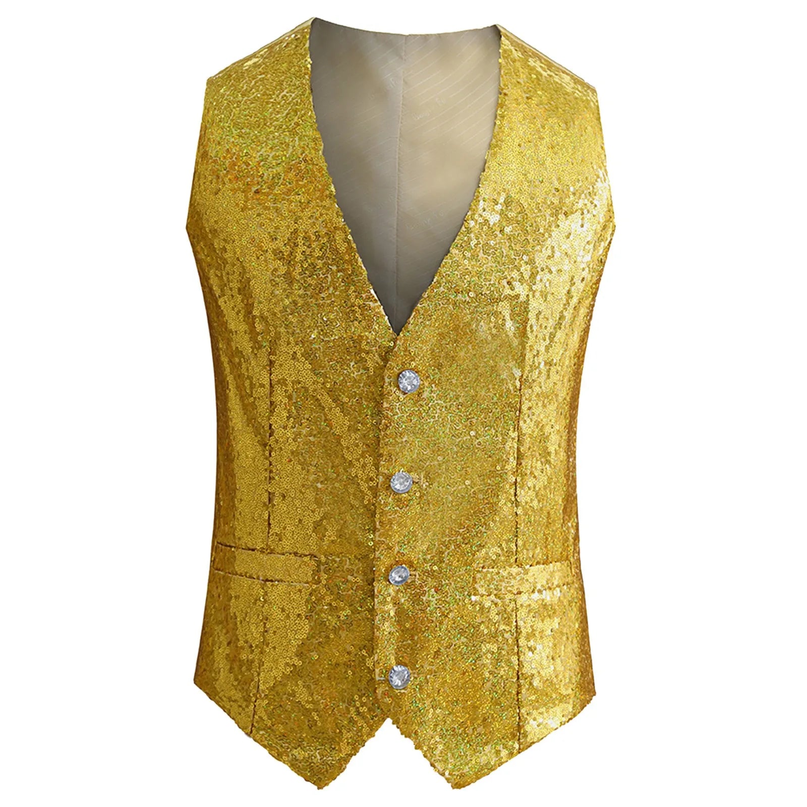 Glamorous Nights: Men's Sequin Blazer Vest - Premium  from Lizard Vigilante - Just $28.88! Shop now at Lizard Vigilante