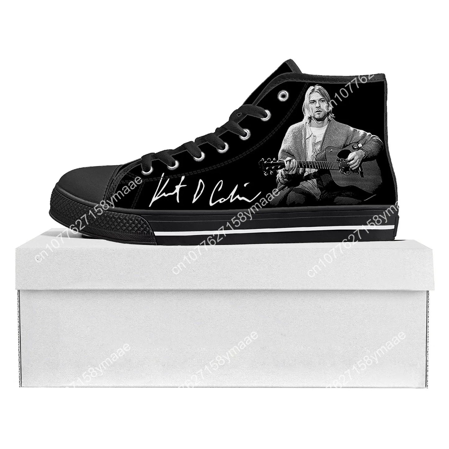 Kurt Cobain High-Top Canvas Sneakers | Custom Casual Shoes for Men, Women, & Teens - Premium shoes from Lizard Vigilante - Just $43.88! Shop now at Lizard Vigilante