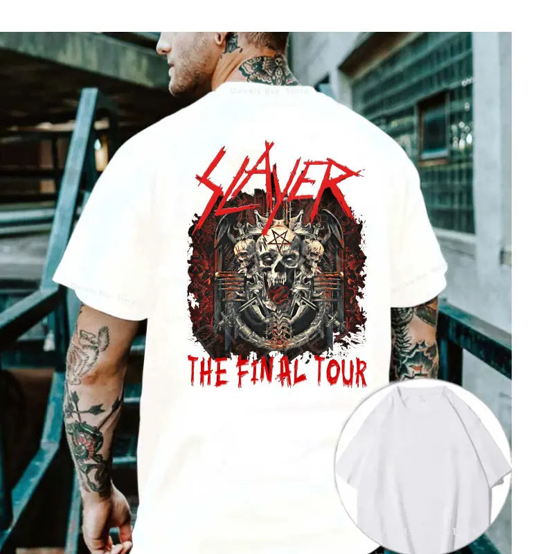 Slayer Metal Band Graphic T-Shirt for Men – Cool Punk Rock Y2K Tee, Unisex Casual Top, XS-4XL - Premium T-shirt from Lizard Vigilante - Just $23.88! Shop now at Lizard Vigilante