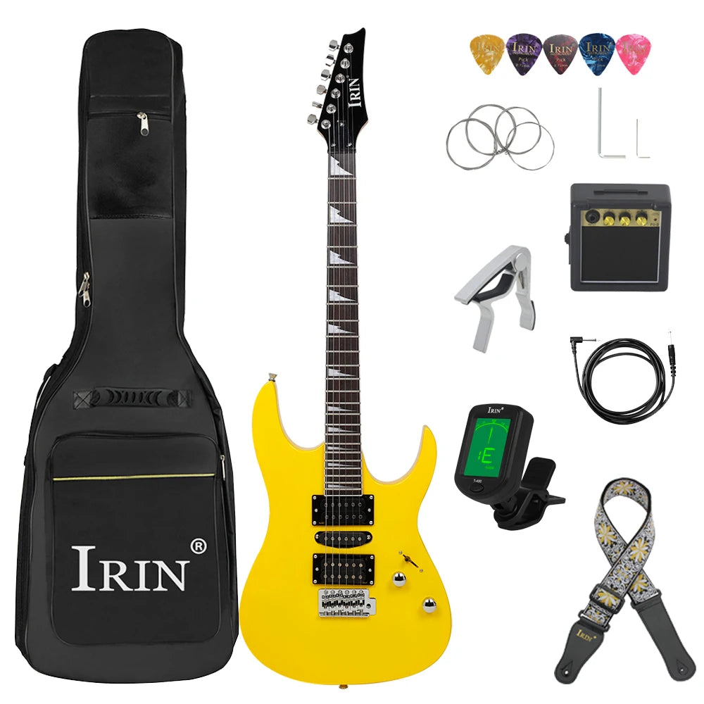 IRIN 24-Fret Maple Shockwave Electric Guitar Arsenal Pack – Full Stage Assault With Amp, Bag & Gear