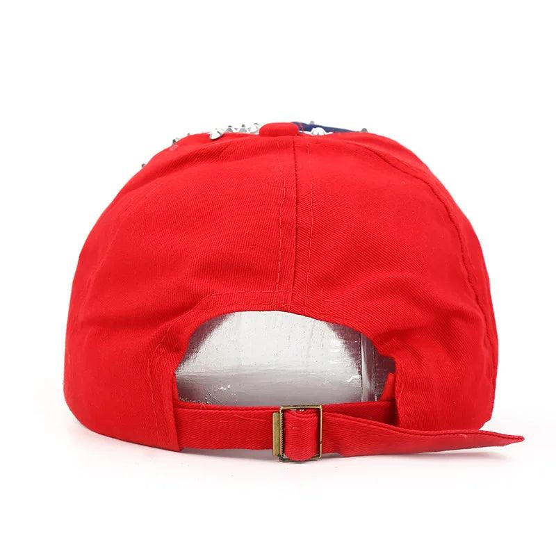 Men Women Baseball Cap USA Flag Diamond Rivet Brand Snapback Unisex Adjustable Rap Rock Hats Fashion Gorras - Lizard Vigilante