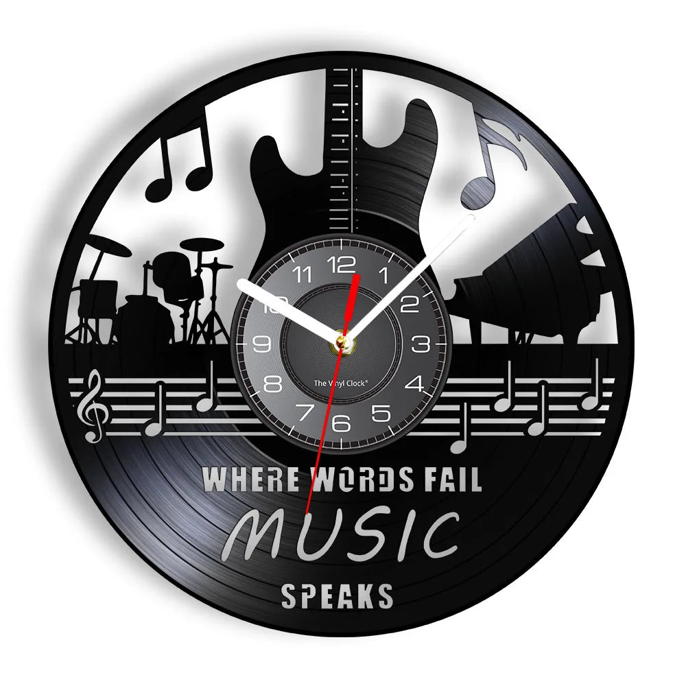 Guitar Player Vinyl Record Wall Clock: The Rock Music Instrument Wall Art for Your Living Room