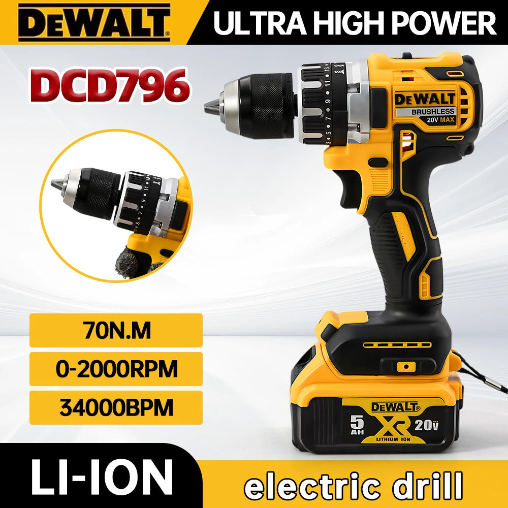 DEWALT 20V Cordless Electric Drill, Brushless Impact Screwdriver with Stepless Speed Control – 13mm, Powerful 70N.m Torque, Rechargeable Power Tool - Premium electric drill from Lizard Vigilante - Just $111.08! Shop now at Lizard Vigilante