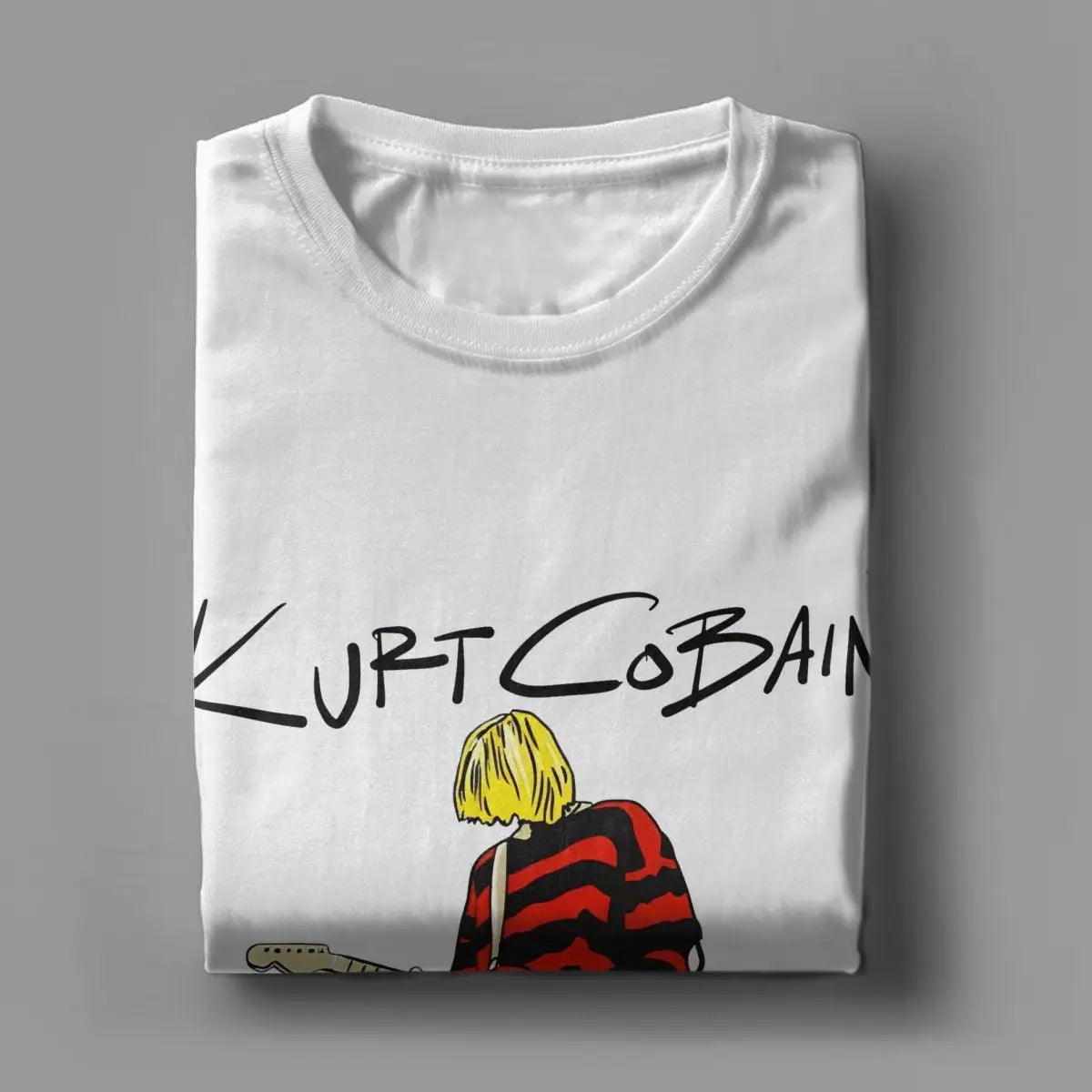 Men's Kurt Cobain Guitar T Shirts Rock-Nirvana 100% Cotton Tops Awesome Short Sleeve Round Collar Tees Original T-Shirt - Premium tee from Lizard Vigilante - Just $23.99! Shop now at Lizard Vigilante