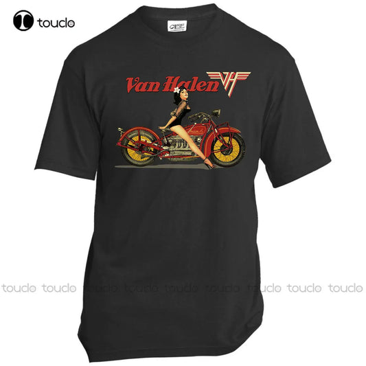 Van Halen Tour 2012 Motorcycle Girl Pinup T-Shirt - Unisex Summer Tee - Premium t-shirt from Lizard Vigilante - Just $23.88! Shop now at Lizard Vigilante