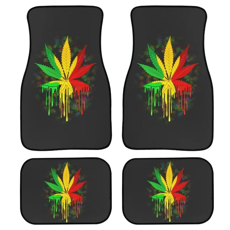 INSTANTARTS Jamaica Flag 4pcs All Weather 3D Weed Leaves Print Car Floor Mats – Durable Universal Fit for SUVs, Trucks, Sedans, Vans - Premium floor mats from Lizard Vigilante - Just $53.88! Shop now at Lizard Vigilante