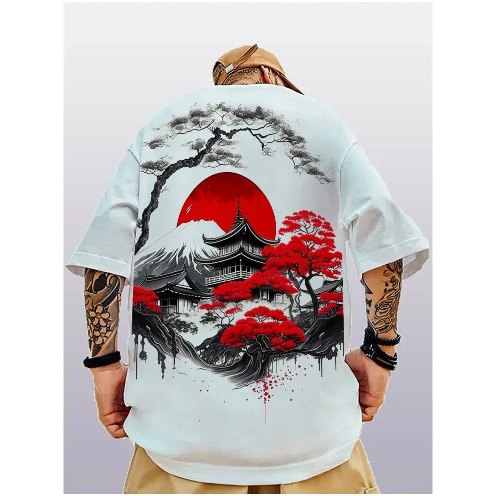 DEATHBLOSSOM 3D Oversized Street T-Shirt – Heavy Print, Plum Bloom Chaos, Japanese Rock Show Vibe for Daily Destruction - Premium tee from dsers - Just $32.22! Shop now at Lizard Vigilante