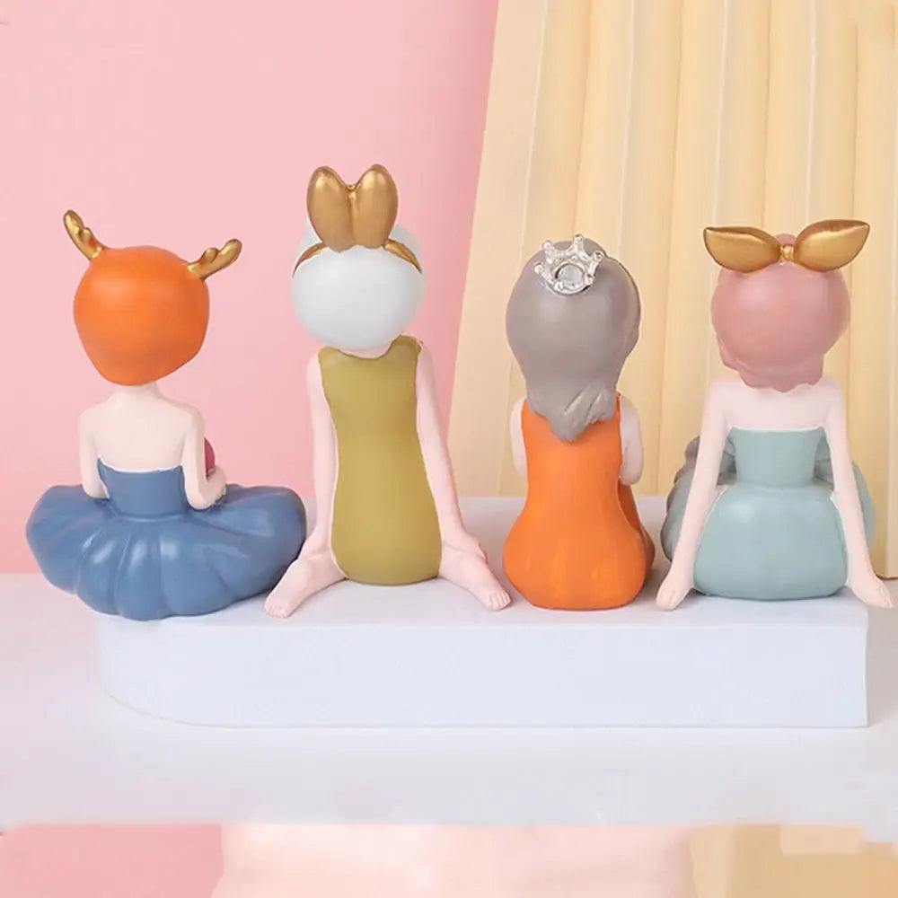 Crafts Resin Little Girl Statue Cute Creative People Sculpture Handicraft Waterproof Miniatures Figurine Living Room