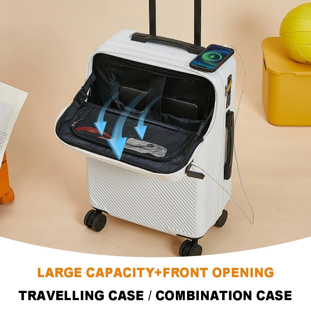 20" Expandable Carry-On Suitcase with USB Charging – Scratch-Resistant, Spinner Wheels, and Front Access for Ultimate Travel Convenience - Premium luggage from Lizard Vigilante - Just $95.99! Shop now at Lizard Vigilante