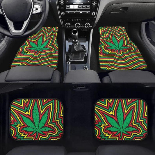 Cannabis Car Floor Mats - Stoner Car, Maryjane Rastafarian, Weed Smoker, Colorful Marijuana Car Seat, Rasta Hippie Vibrant Car - Lizard Vigilante