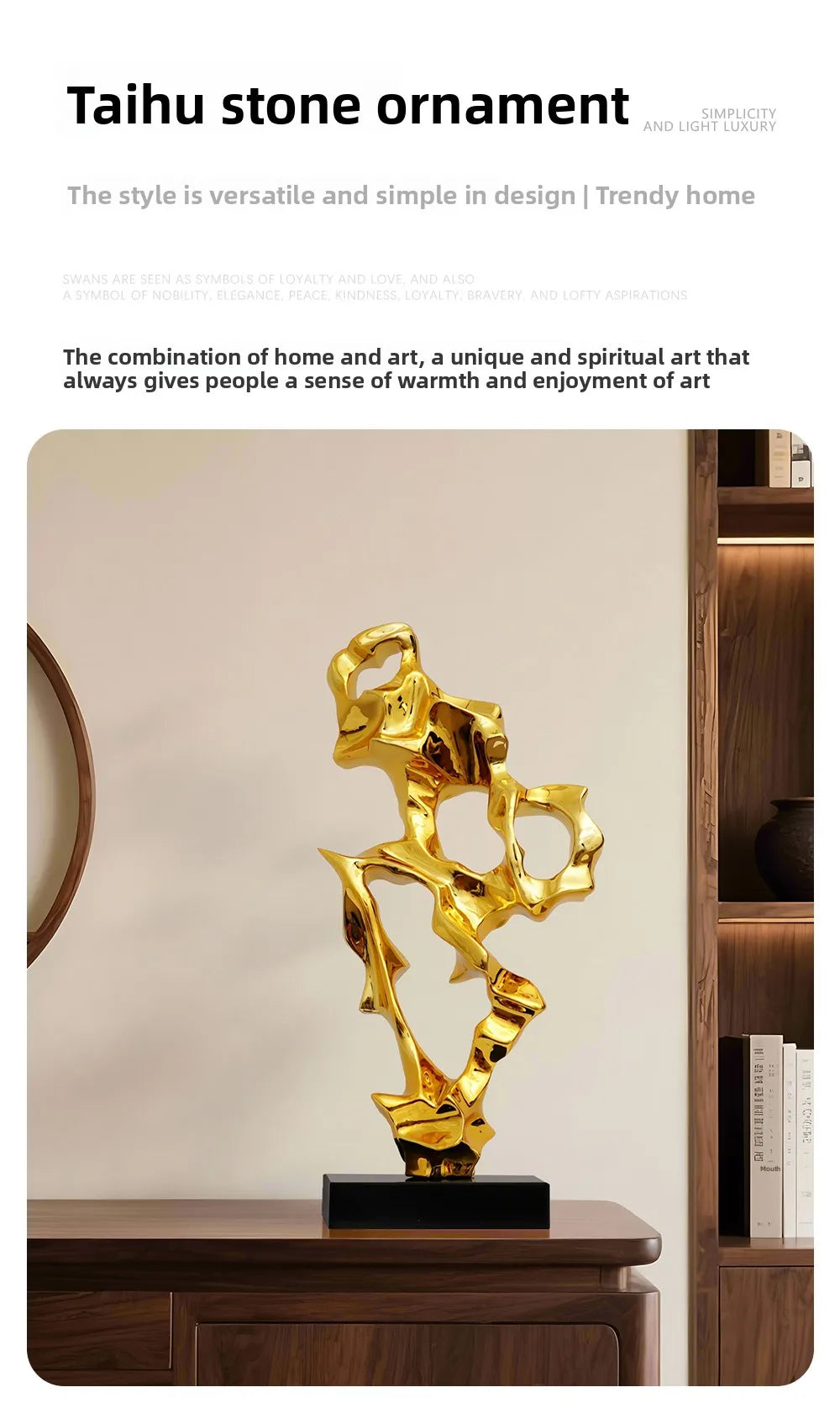 Abstract Art Sculpture Electroplating Transparent Resin Craft Model Modern Home Decor LivingRoom Office Desktop Statue Ornaments
