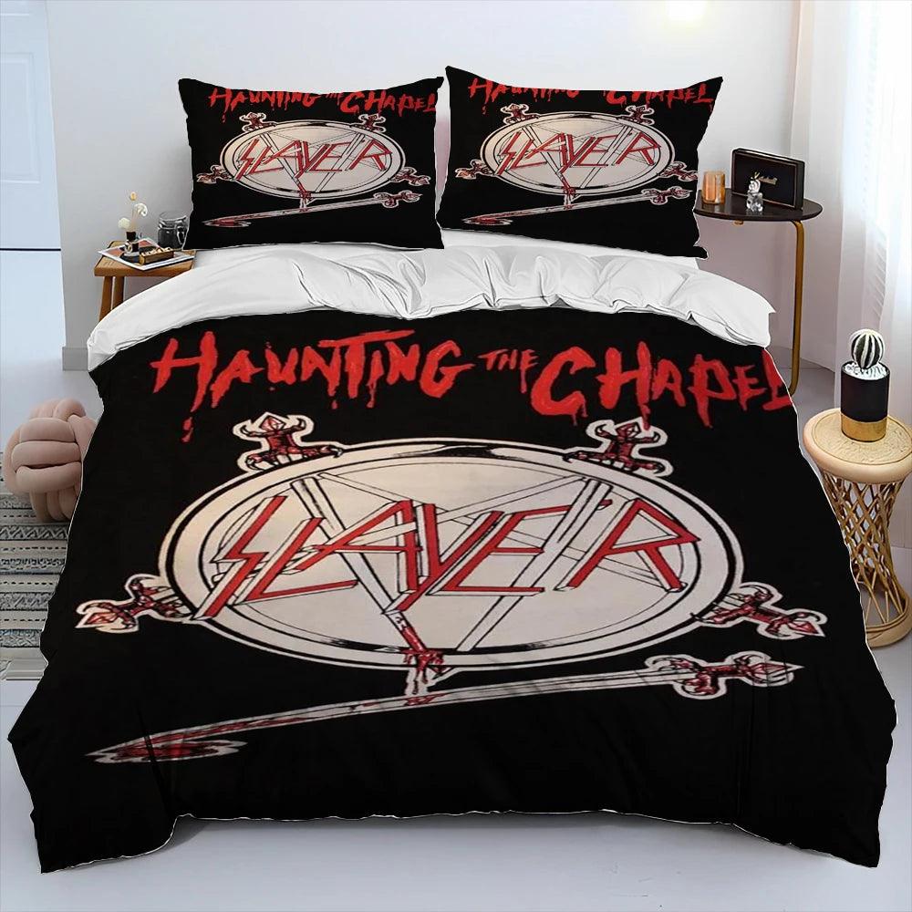 Slayer Show No Mercy Heavy Metal Band Music Comforter Bedding Set, Duvet Cover Bed Quilt Cover Pillowcase,king Queen Size Bedding Set Kids - Lizard Vigilante