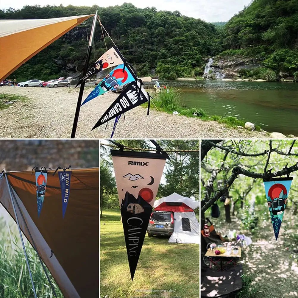 Outdoor Camping Tent Pennant Flags Picnic Canopy Atmosphere Decorations Camp Hanging Flags Holiday Scene Felt Bunting