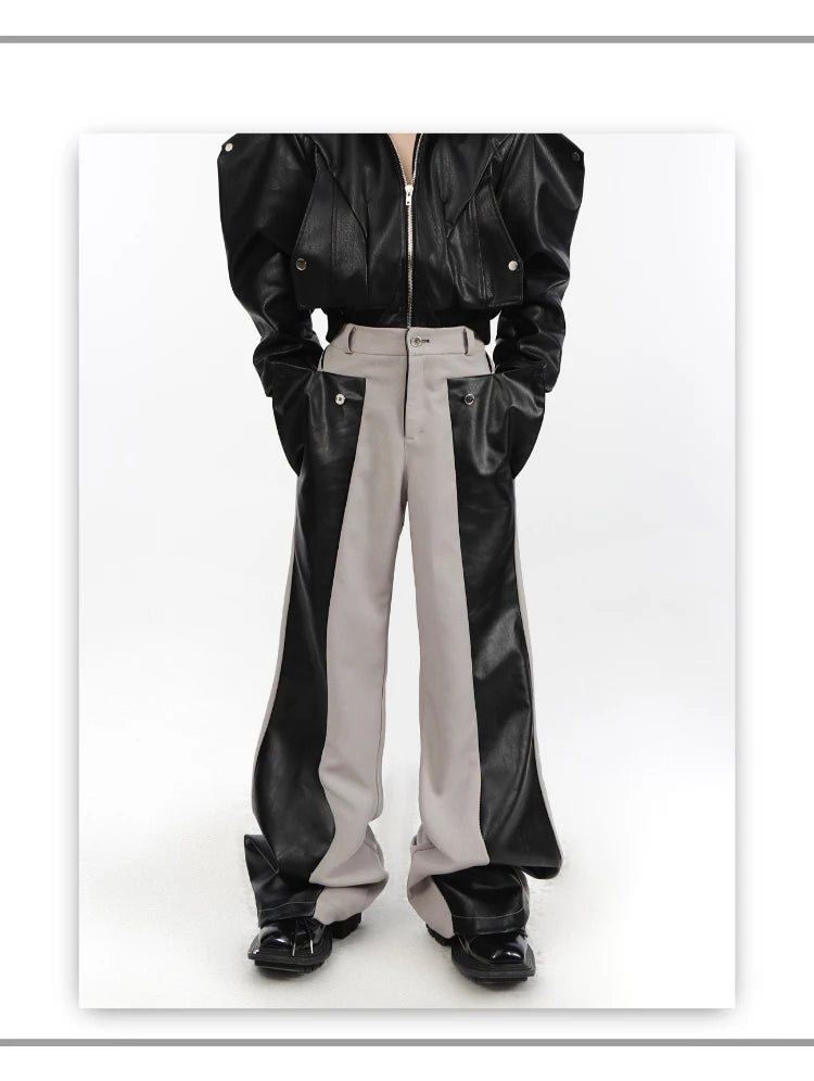 Patchwork Leather Combat Trousers – Mauroicardi Black & Toxic Green High-Waist Men’s Street Pant for Chaos & Club Damage - Premium pants from dsers - Just $159.99! Shop now at Lizard Vigilante