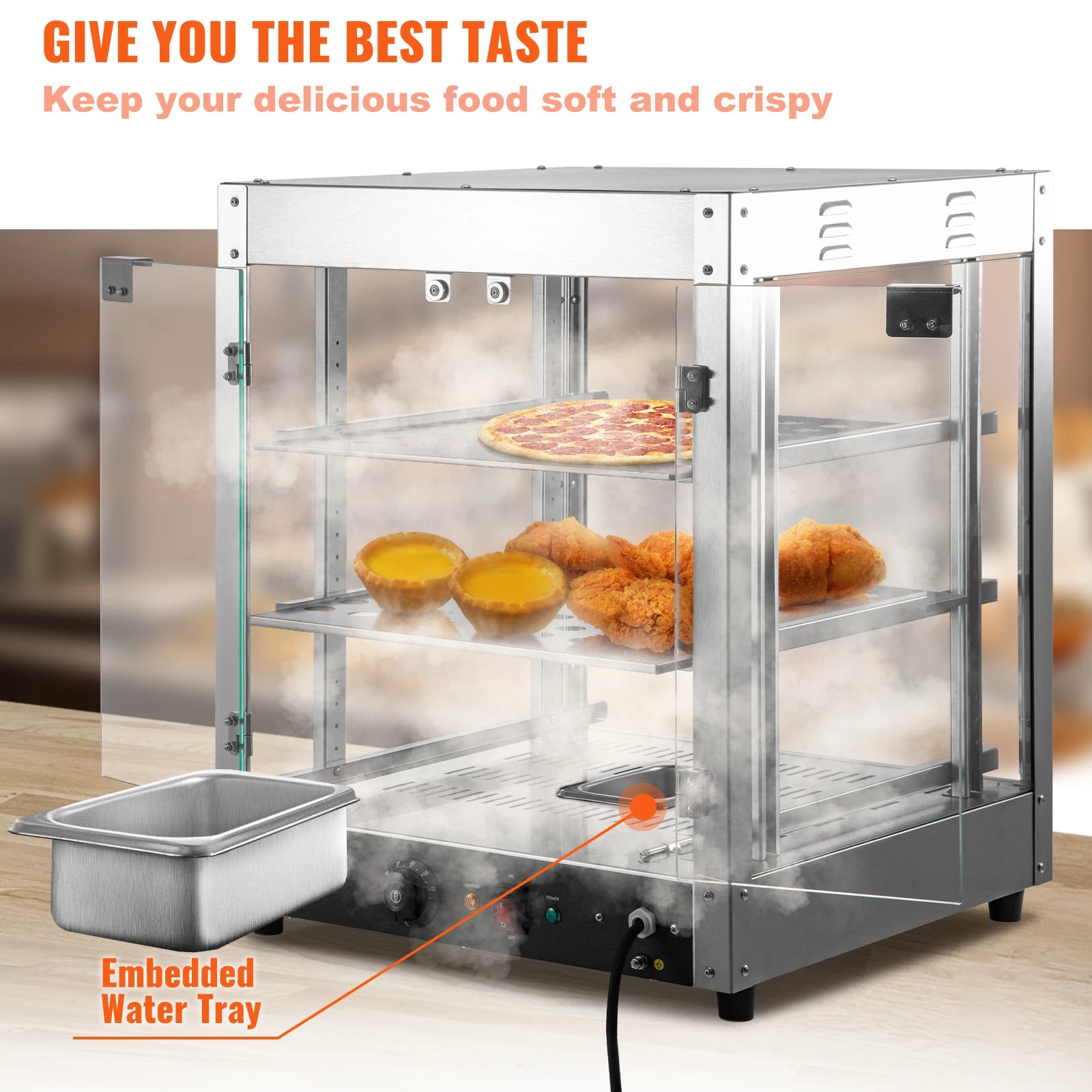 VEVOR 2/3-Tier Countertop Food Warmer | Commercial 3D Heating Pizza & Pastry Display with Temperature Control - Premium food warmer from Lizard Vigilante - Just $467.99! Shop now at Lizard Vigilante