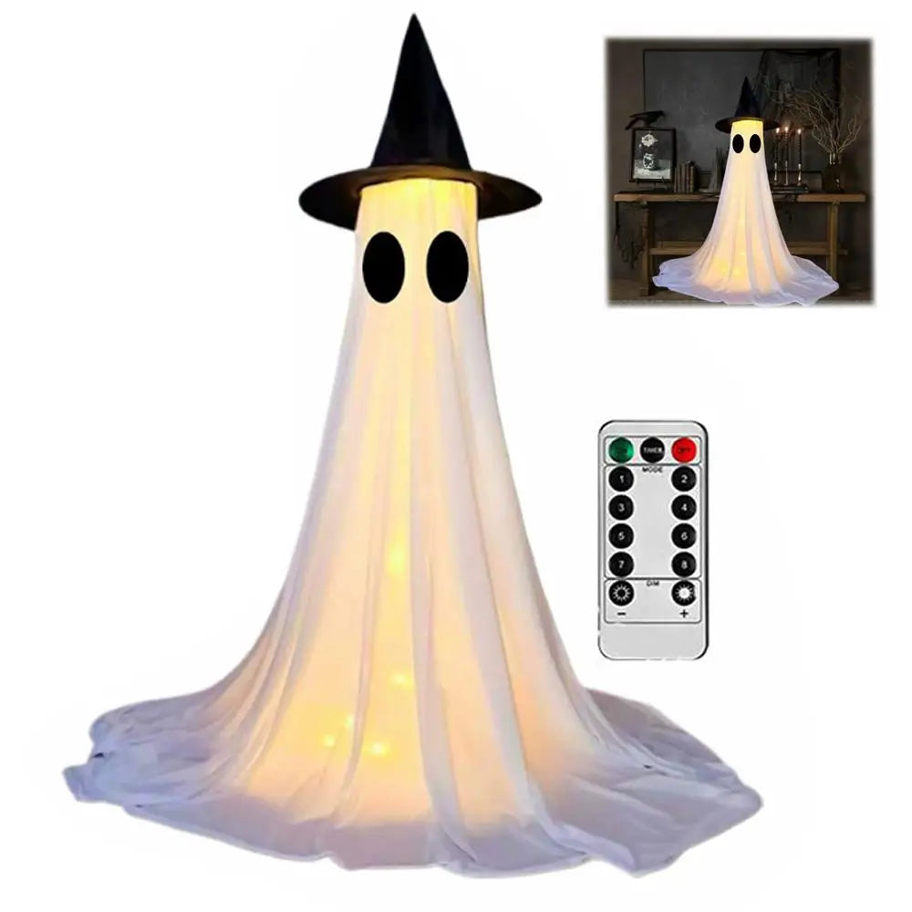 Lighted Spooky Ghost Decor Scary Standing Ghost with LED String Lights Home Porch Garden Yard Lawn Party Halloween Decorations